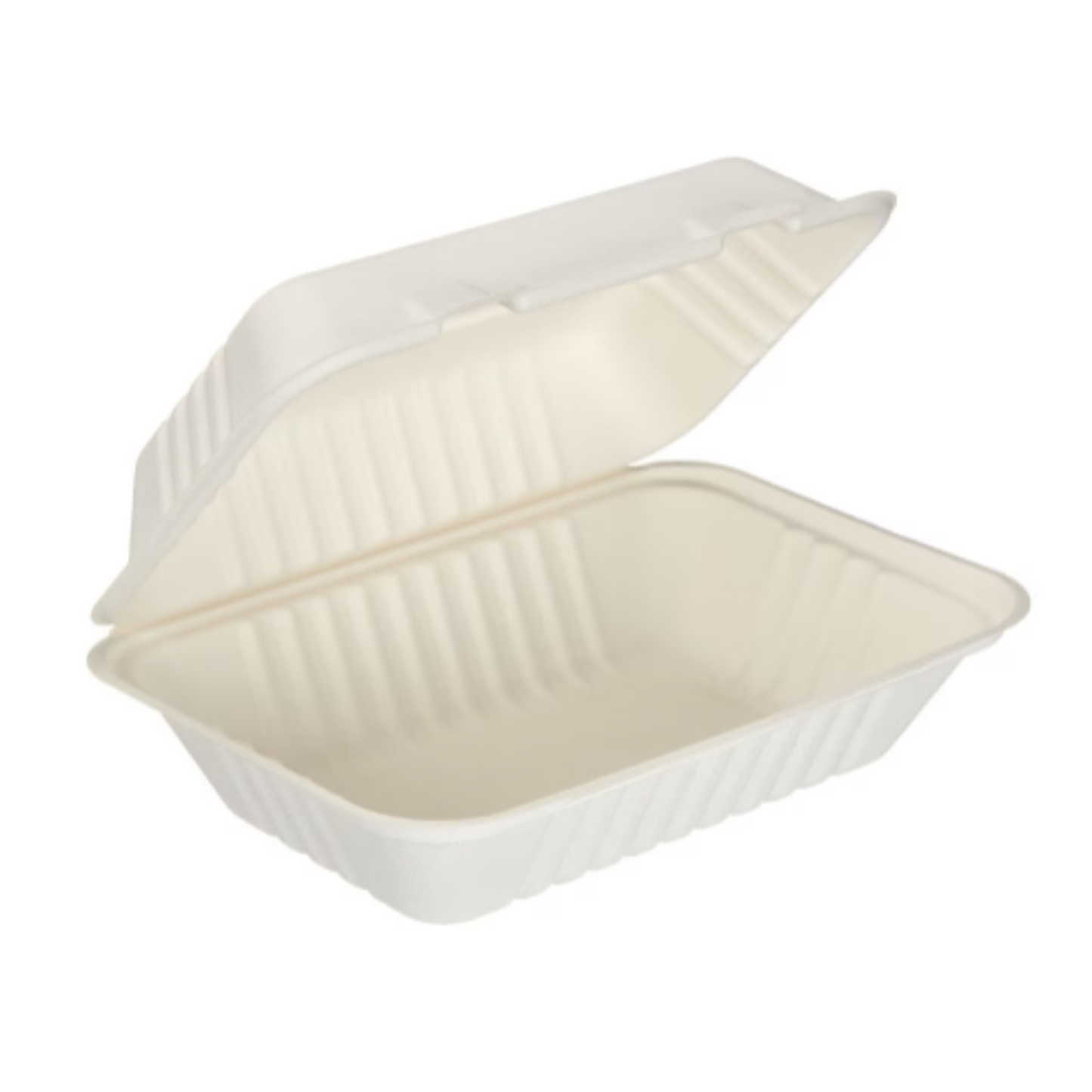 9" x 6" White Moulded Fibre Bagasse Clamshell Box (like TT10)