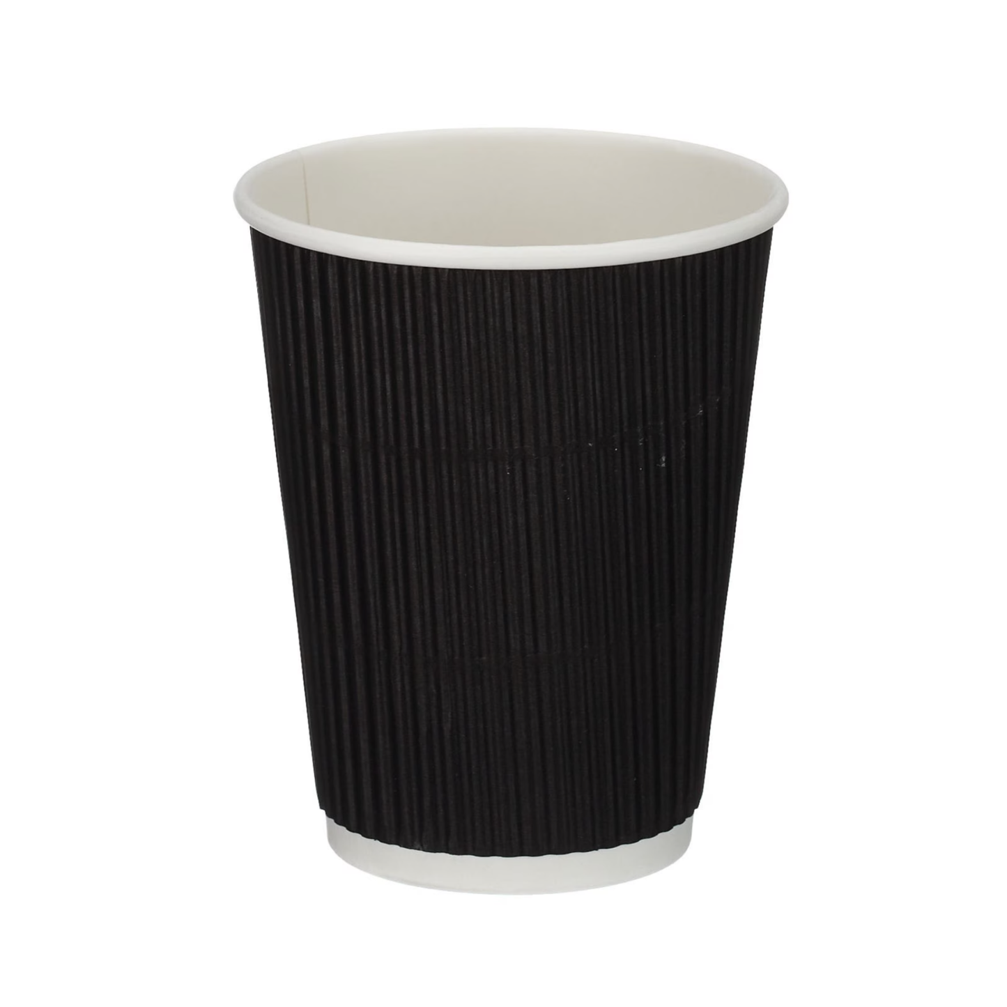 12oz Tall Black Ripple Wall Hot Cups (PE Lined) & Lids Combo