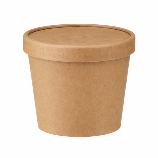 4oz Kraft Paper Portion Pots (PE Lined) & Kraft Lids Combo