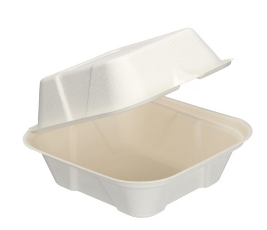 6" x 6" White Moulded Fibre Clamshell Box (like HP6)