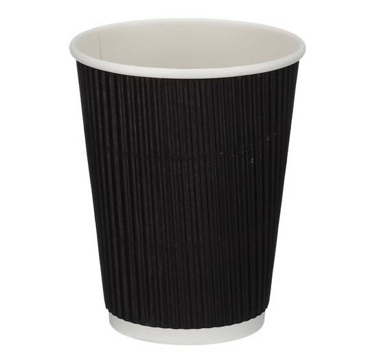 12oz Tall Black Ripple Wall Hot Cup (PE Lined)