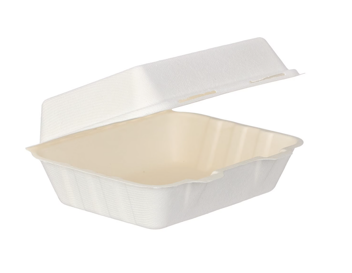 7.5" x 6" x 2.5" White Moulded Fibre Clamshell Box (like HP2)