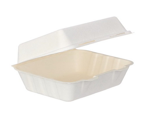 7.5" x 6" x 2.5" White Moulded Fibre Clamshell Box (like HP2)