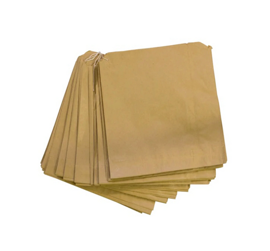 10" x 10" Brown Kraft Paper Bags Strung (Compostable)