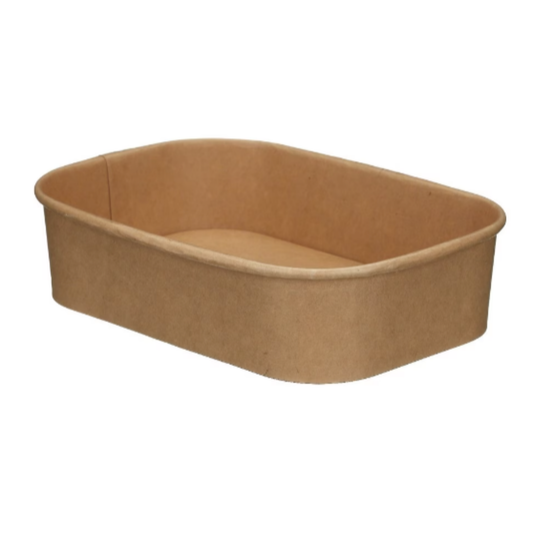 500ml Kraft Rectangular Deli Bowl (PE Lined)