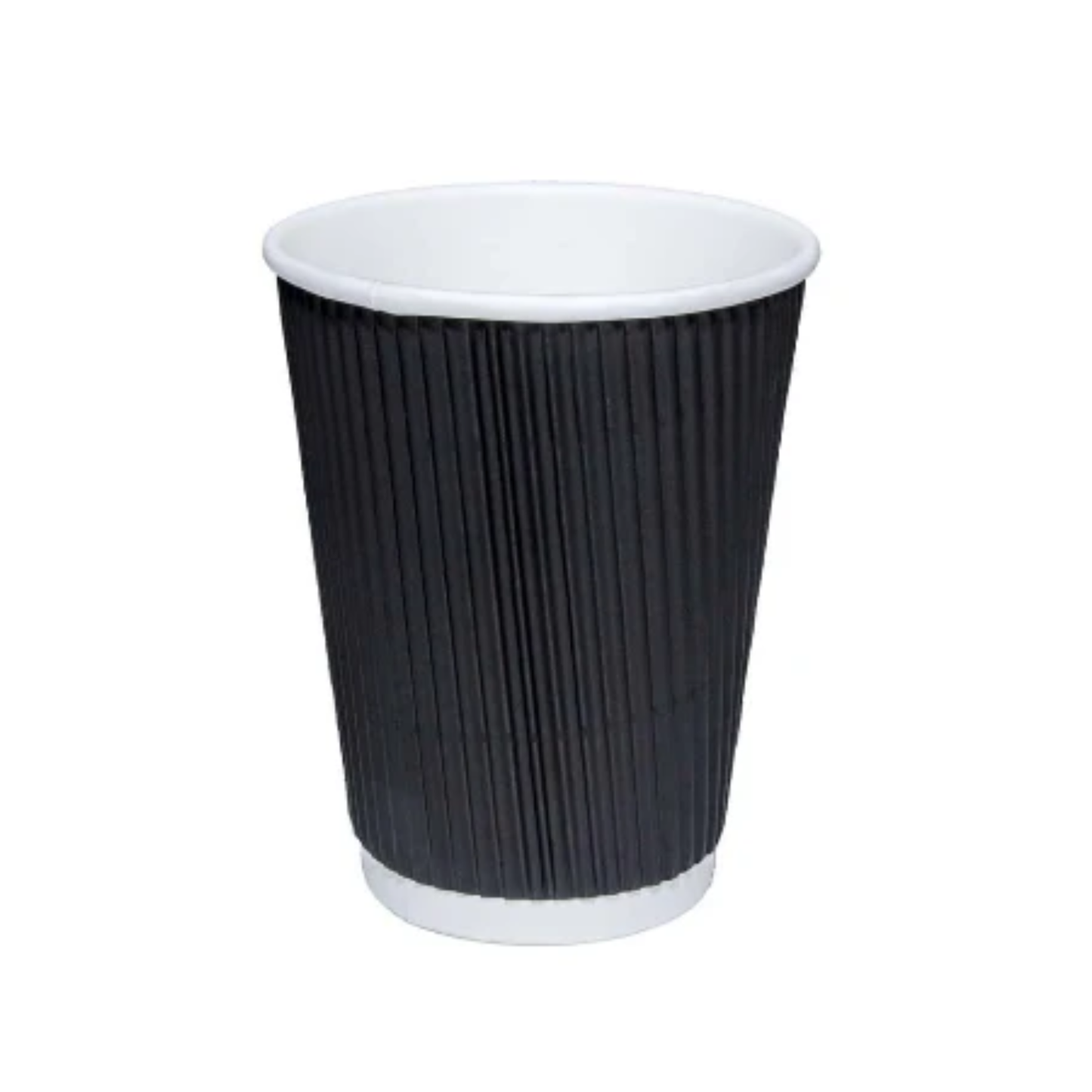 8oz Black Ripple Wall Hot Cups (PE Lined) & Lids Combo