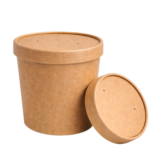 8oz Kraft Paper Deli Pots (PE Lined) and Kraft Lids Combo