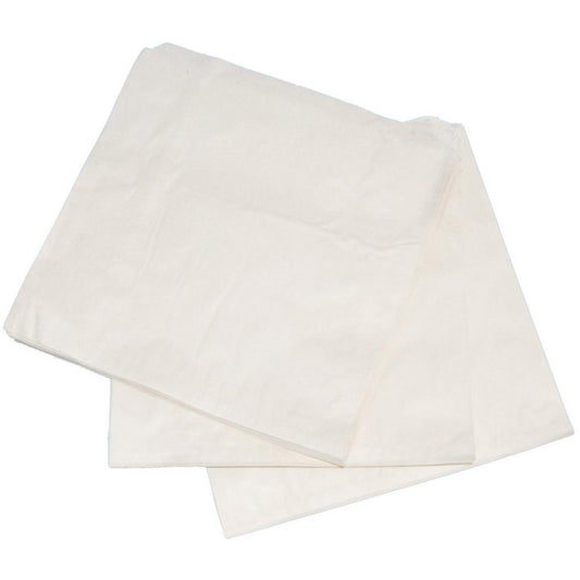 8.5" x 8.5" White Kraft Paper Bags Strung (Compostable)
